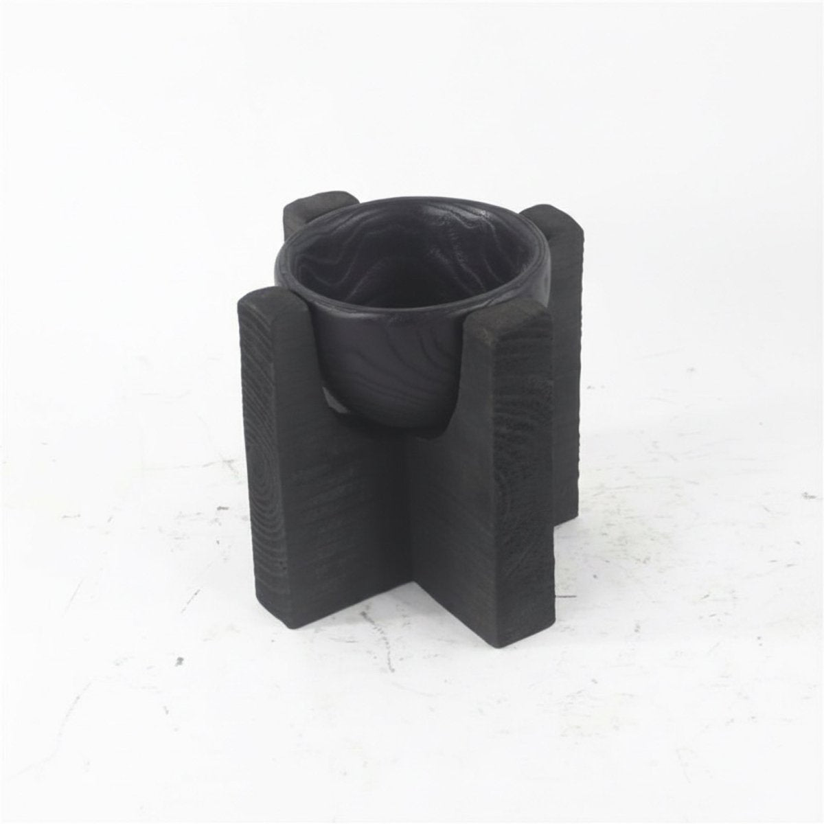 Ember Vessel - Black Wood Pedestal Bowl - Northgrove -