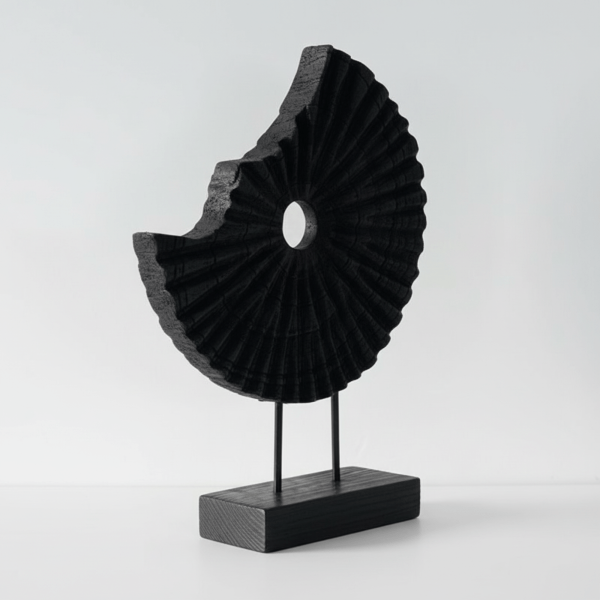 Ebon Wave - Black Wood Abstract Sculpture - Northgrove -