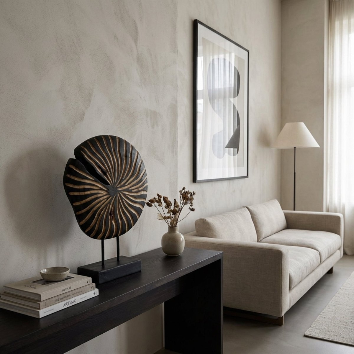 Eclipse Spiral - Black Wood Spiral Sculpture - Northgrove -