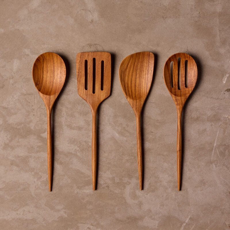 Padma Teak Mini Kitchen Utensils, Set of 4 - Northgrove - 