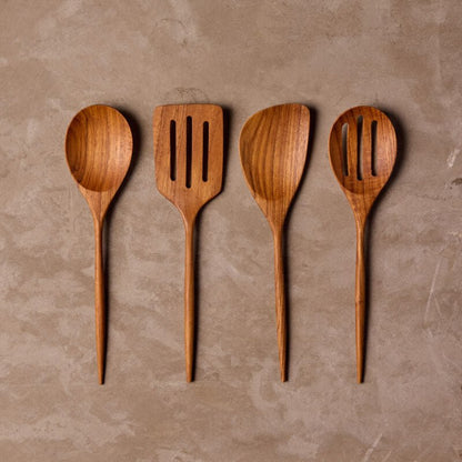 Padma Teak Mini Kitchen Utensils, Set of 4 - Northgrove - 