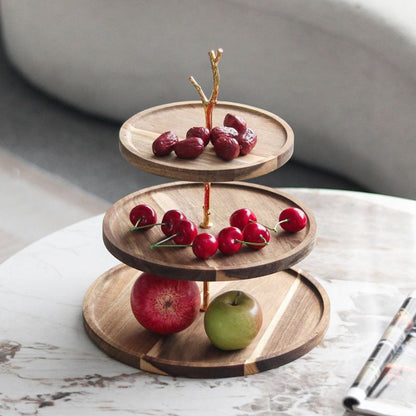 Golden Branch - Tiered Wood Serving Stand - Northgrove - 
