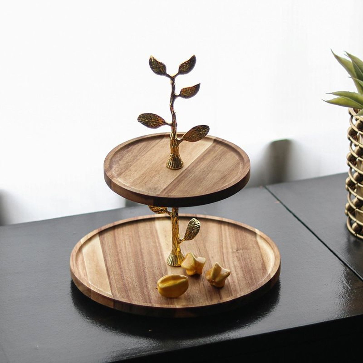 Golden Branch - Tiered Wood Serving Stand - Northgrove - 