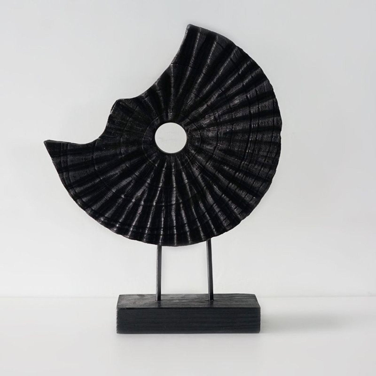 Ebon Wave - Black Wood Abstract Sculpture - Northgrove - 