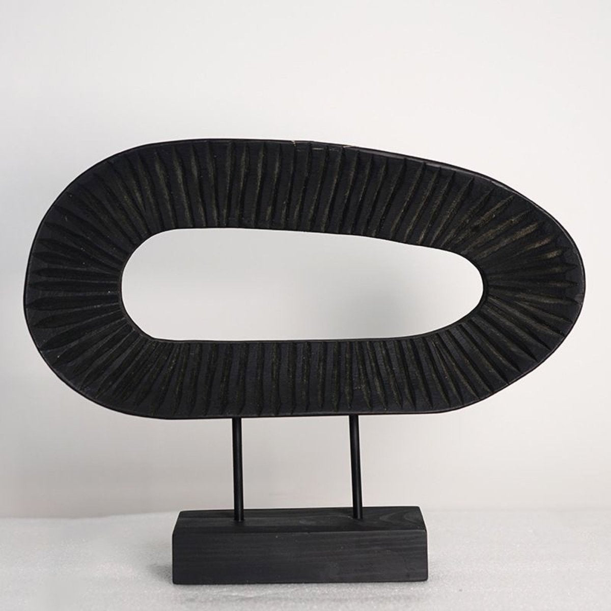 Night Portal - Black Wood Oval Sculpture - Northgrove - 