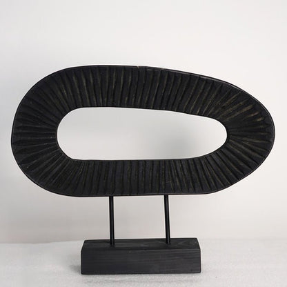 Night Portal - Black Wood Oval Sculpture - Northgrove - 