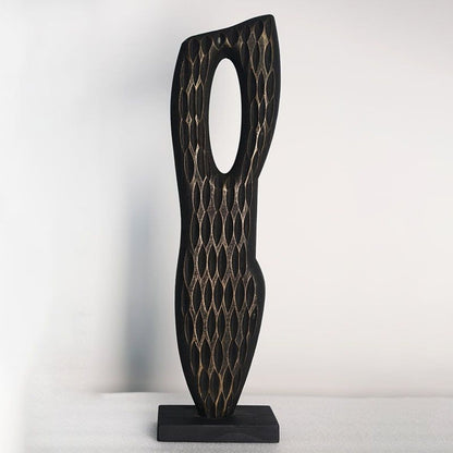 Silent Figure - Tall Black Wood Abstract Sculpture - Northgrove - 