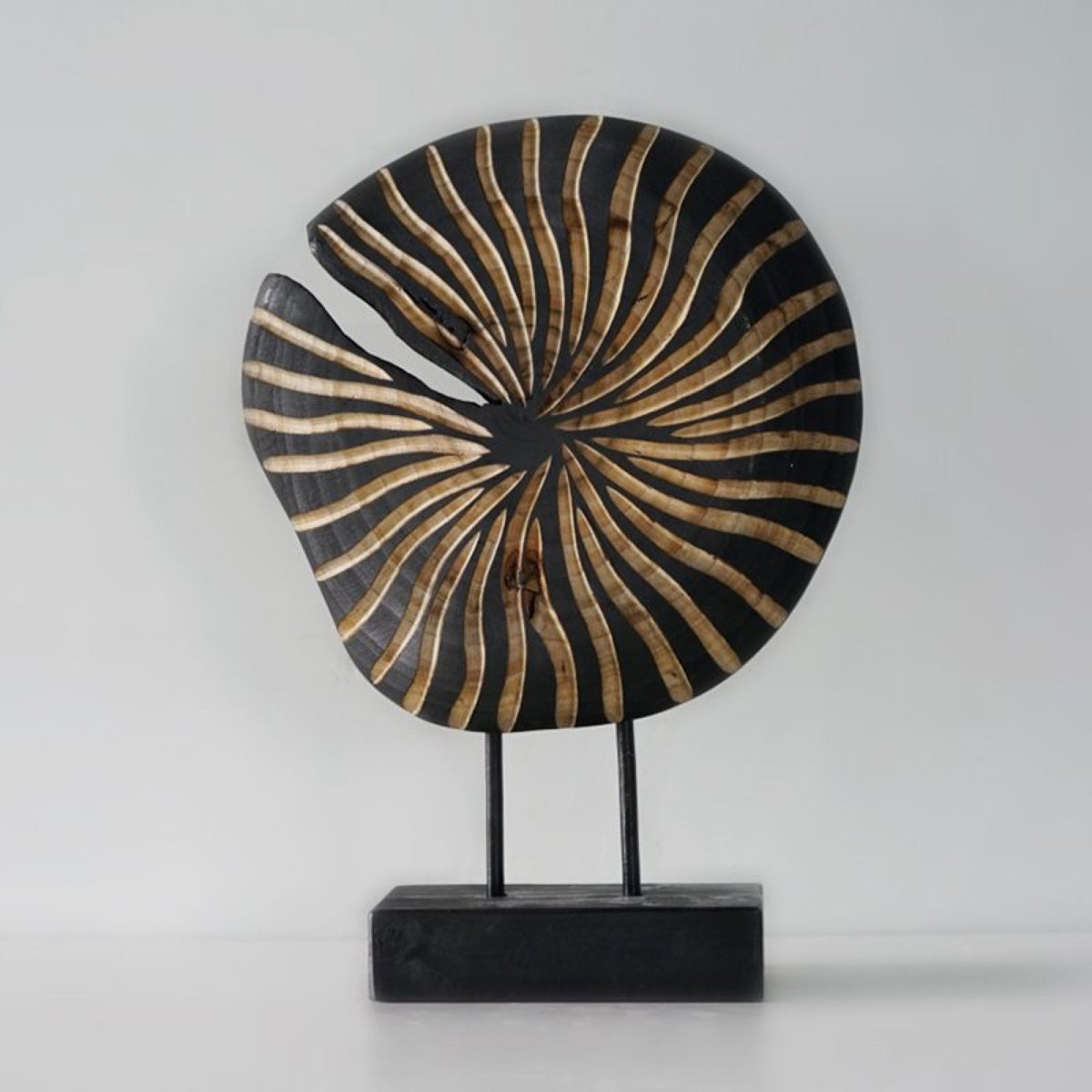 Eclipse Spiral - Black Wood Spiral Sculpture - Northgrove - 
