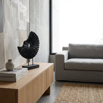 Ebon Wave - Black Wood Abstract Sculpture - Northgrove - 