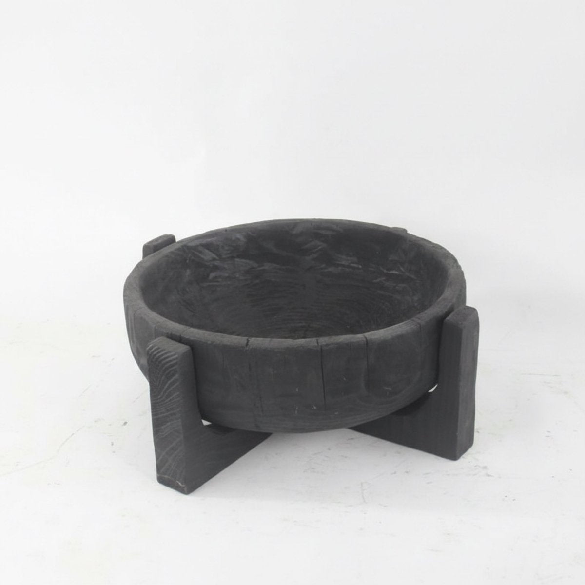 Ember Vessel - Black Wood Pedestal Bowl - Northgrove - 