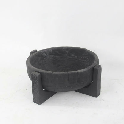 Ember Vessel - Black Wood Pedestal Bowl - Northgrove - 