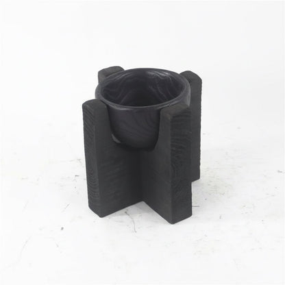 Ember Vessel - Black Wood Pedestal Bowl - Northgrove - 