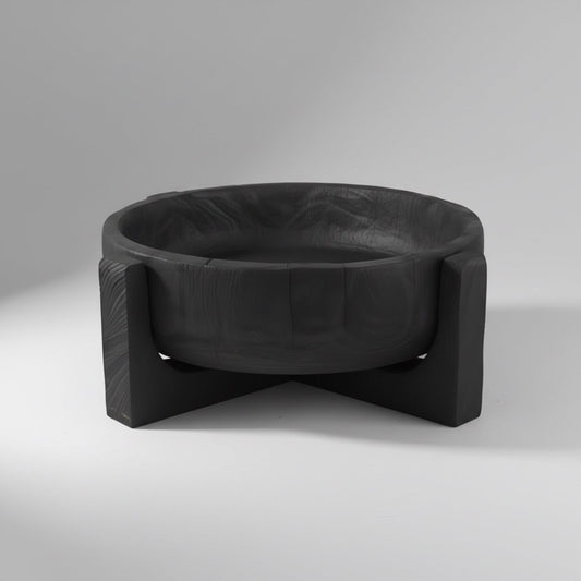 Ember Vessel - Black Wood Pedestal Bowl - Northgrove - 