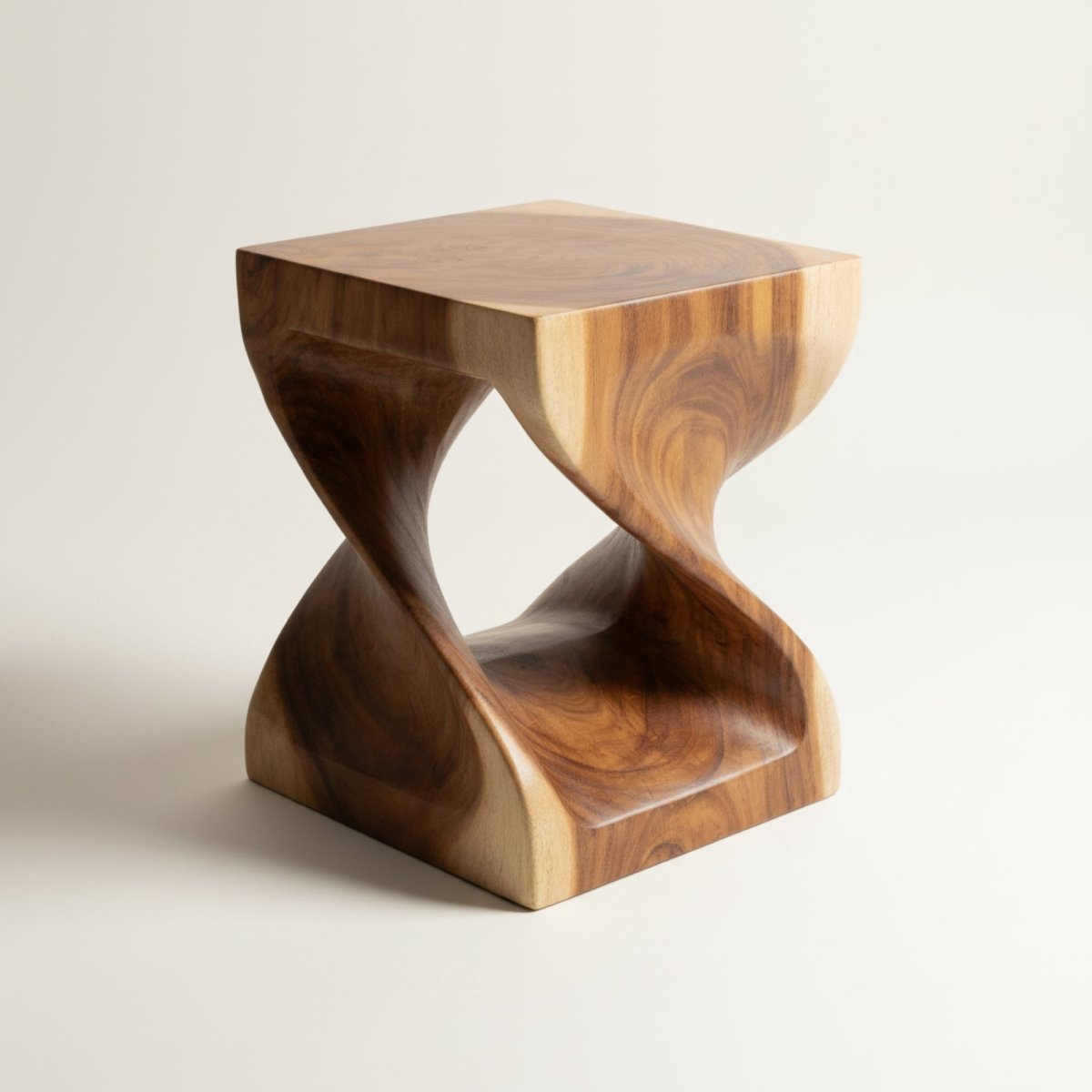 Twist Block - Sculptural Wood Accent Stool - Northgrove - 