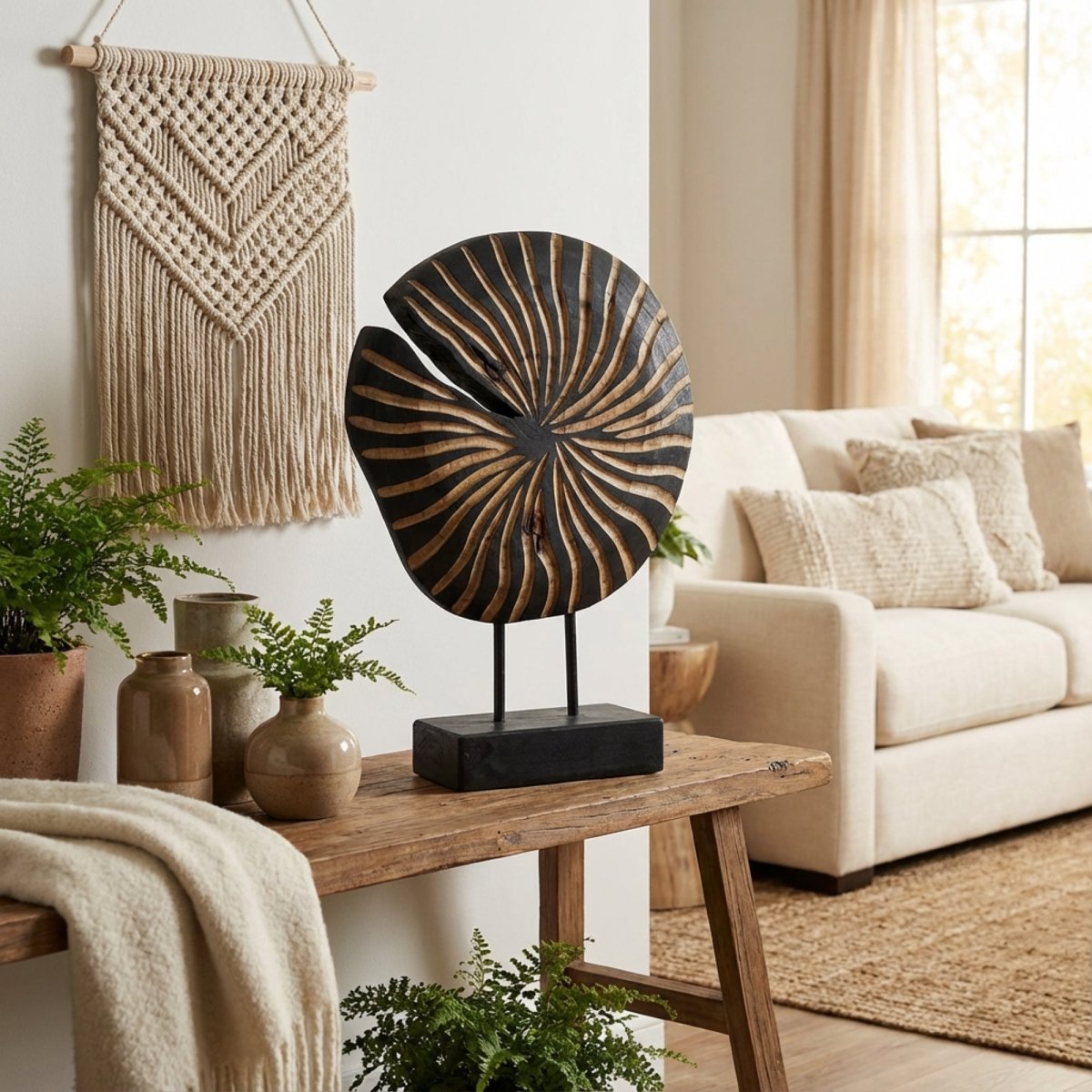 Eclipse Spiral - Black Wood Spiral Sculpture - Northgrove - 