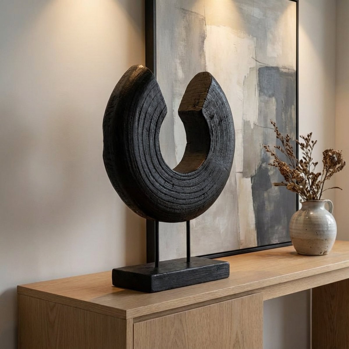 Silent Halo - Black Wood Arc Sculpture - Northgrove - 
