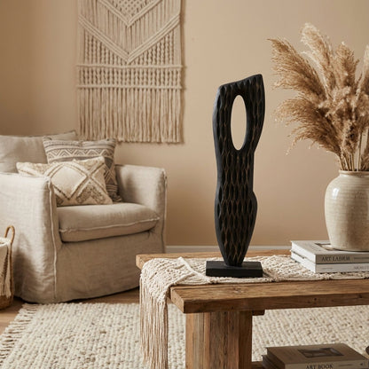 Silent Figure - Tall Black Wood Abstract Sculpture - Northgrove - 