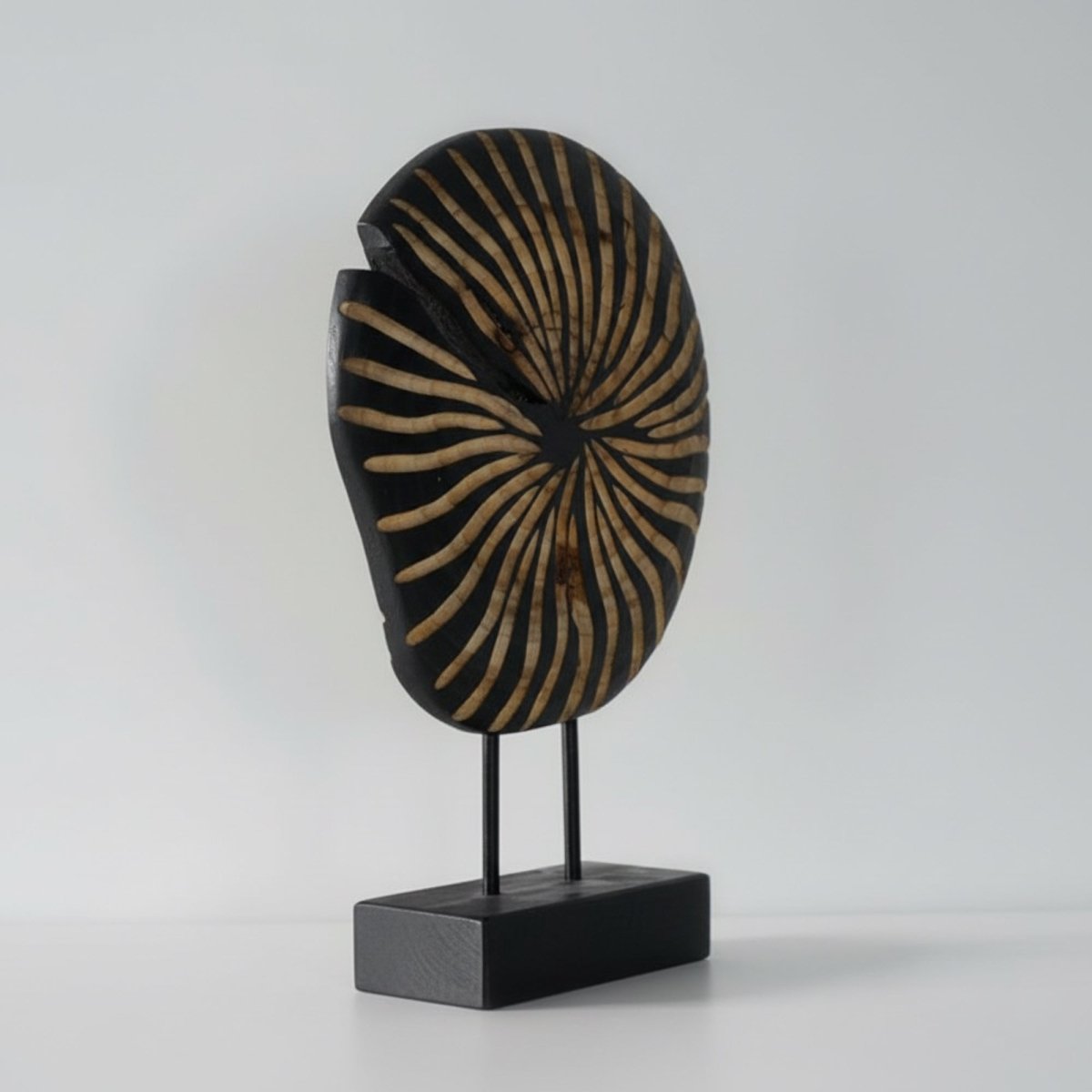 Eclipse Spiral - Black Wood Spiral Sculpture - Northgrove - 