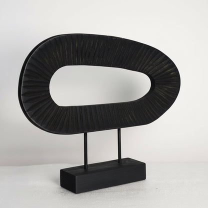Night Portal - Black Wood Oval Sculpture - Northgrove - 
